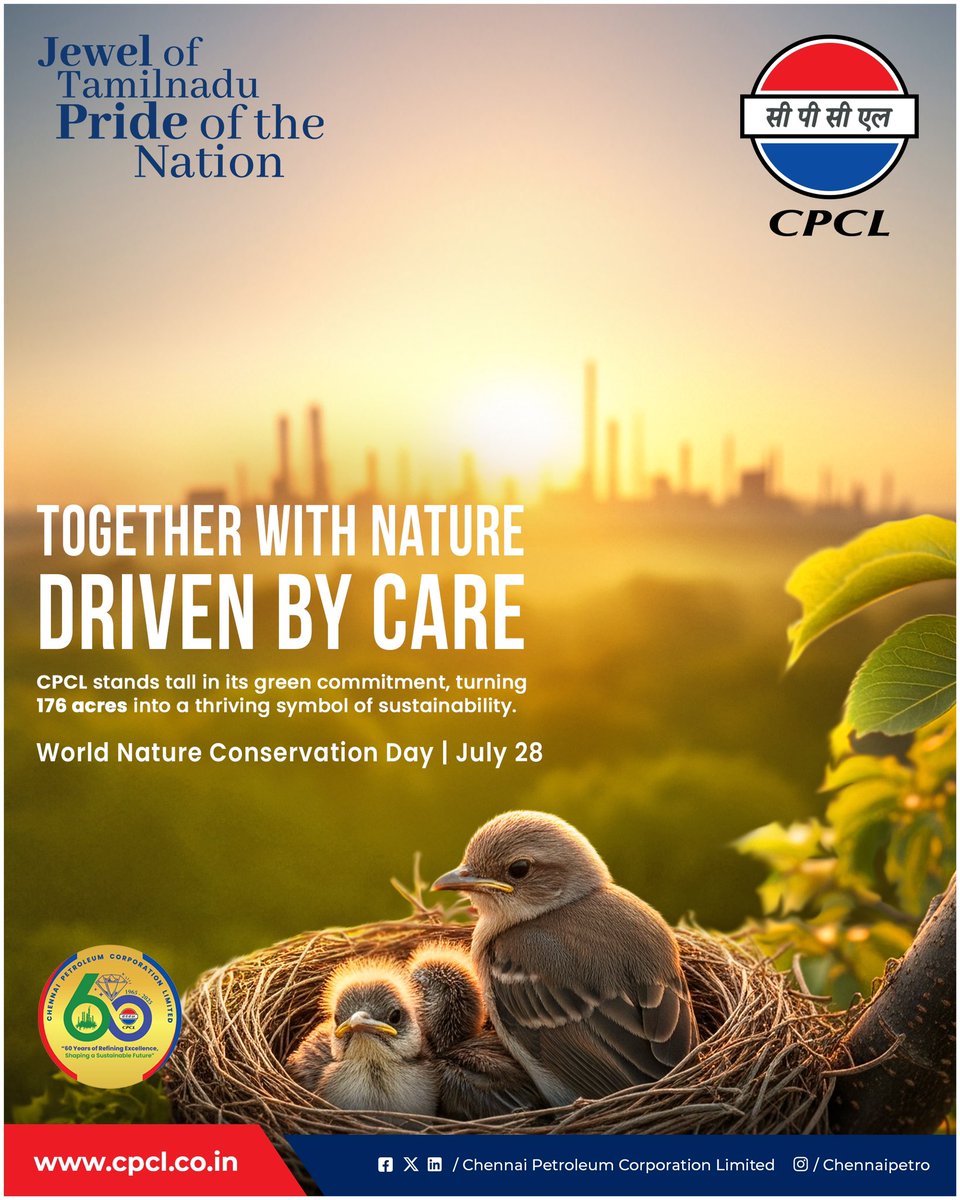 This Nature Conservation Day, let’s take a moment to reflect, respect, and restore. Every conscious step we take today can lead to a healthier, greener planet tomorrow.

#NatureConservationDay #CPCL #ProtectNature #GreenFuture #EcoResponsibility