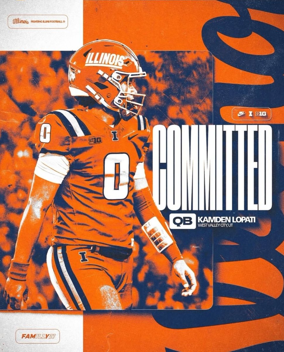 ChiefOskee's tweet image. 🚨COMMIT🚨
4️⃣⭐️ 2027 QB Kamden Lopati commits to #Illini
#famILLy