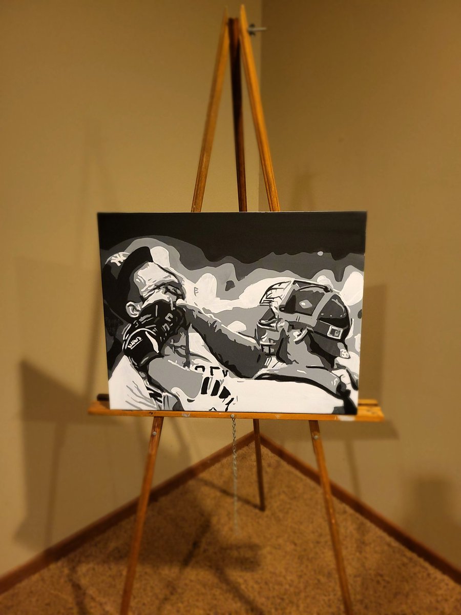 The Rivalry 
Yankees/  Red Sox
A-Rod / Varitek
16x20 acrylic canvas #painting #art #baseball This is a commissioned piece for a friend.