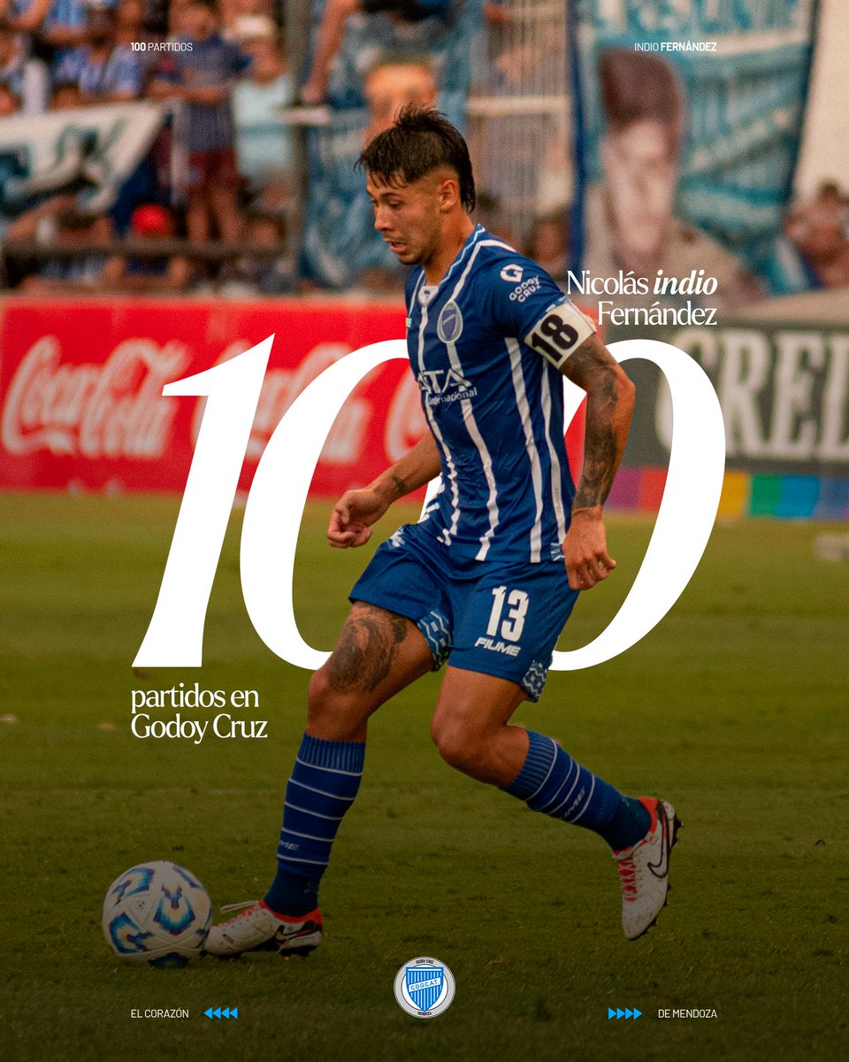 ClubGodoyCruz's tweet image. ¡1️⃣0️⃣0️⃣ VECES GRACIAS! 💙🤍💙 

Felicitamos a nuestro jugador Nicolás Fernández por estos 100 encuentros con la casaca bodeguera 🙌🙌

¡Por más partidos junto al Expreso! 💪💪