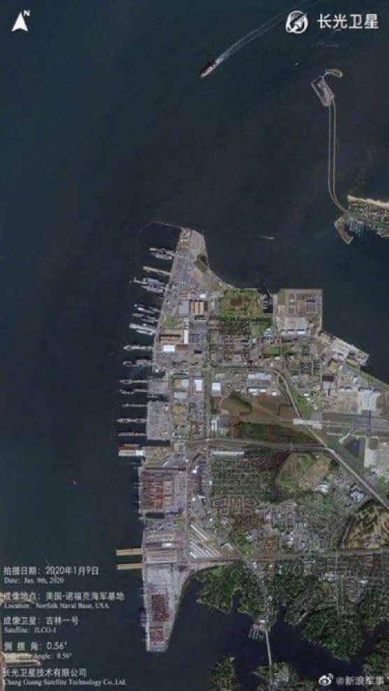 warintel4u's tweet image. ⚡️Chinese media published satellite images of the U.S. Norfolk Naval Base, the world&apos;s largest naval base.