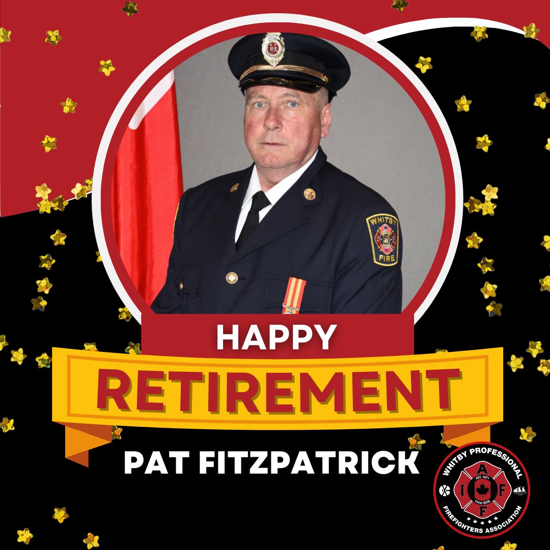 🚒🎉 Huge congratulations to Brother Pat Fitzpatrick on your well-earned retirement after over 24 years of dedicated service with Whitby Fire, you have made a lasting impact on the Town of Whitby!

Wishing you all the best in this new chapter of life, Brother Fitzpatrick!