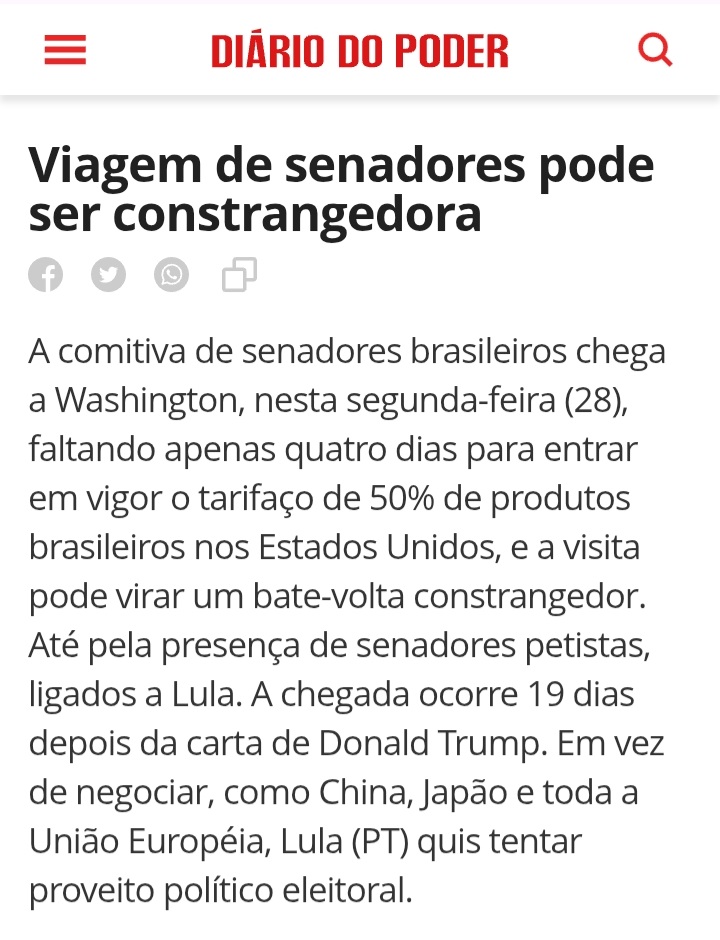 PrJopelim's tweet image. Constrangedor.
Os senadores petistas e o nanismo diplomático do governo Lula.
Eles não tem acesso à Casa Branca.