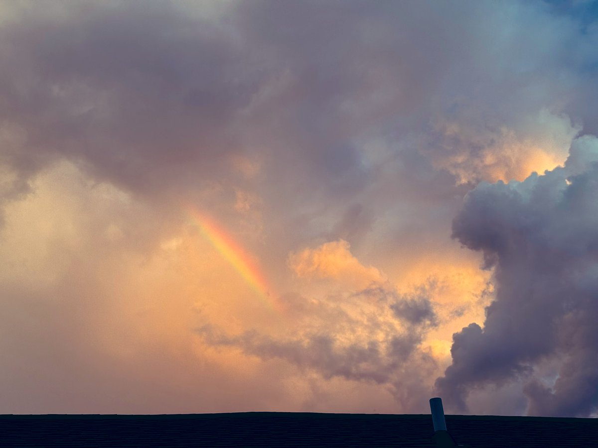 _donutninja's tweet image. Had a brief but intense storm pop up while finishing the Maritozzi. Beautiful rainbow as the sun set afterwards. The buns turned out great! The orange peel adds a delightful pop of flavor. Next time I’ll skip the egg wash and brush with a simple syrup after baking.