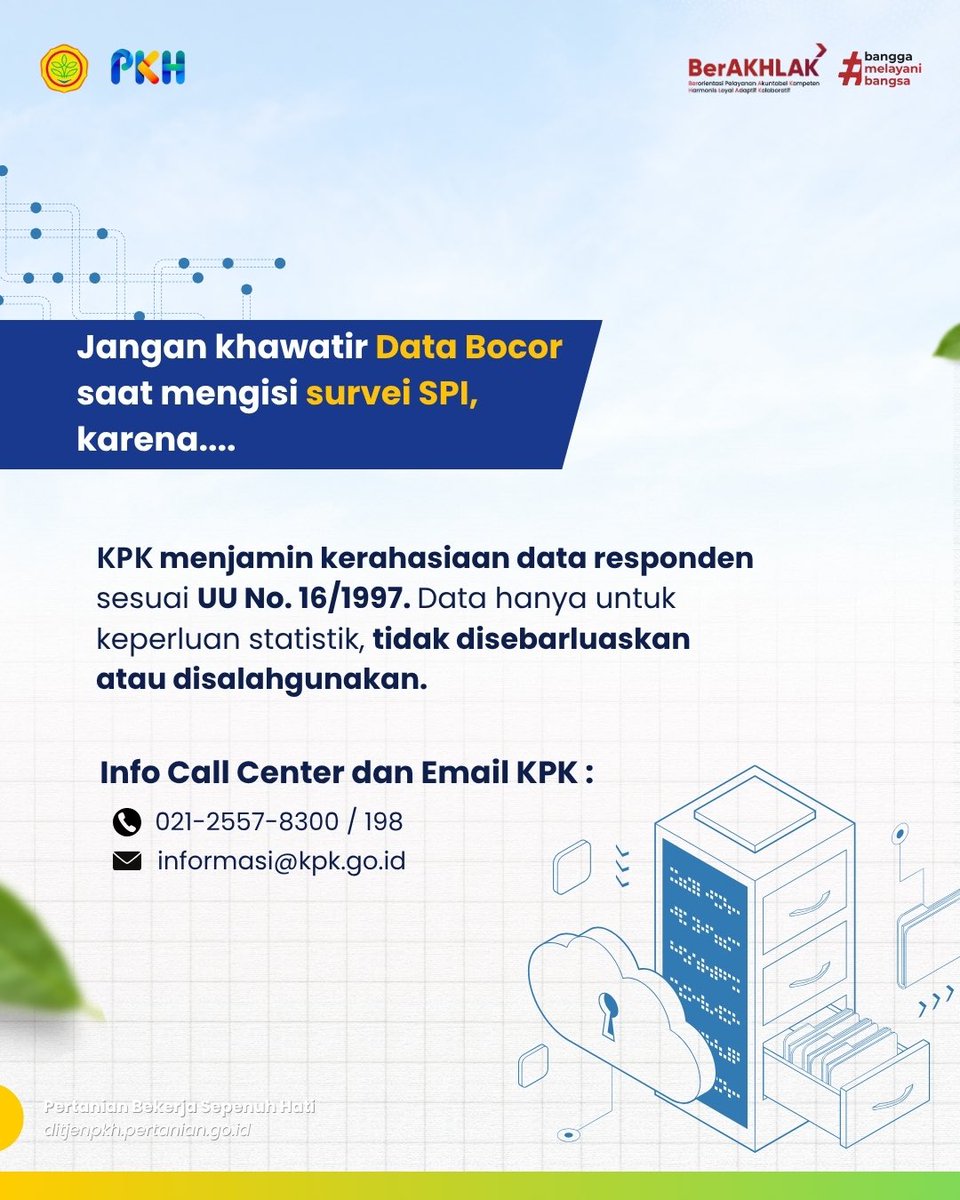 #SobatTernak, Dapat WhatsApp SPI dari KPK? Jangan Panik, Jangan Abaikan!

Survei Penilaian Integritas (SPI) adalah upaya KPK untuk mengukur risiko dan potensi korupsi di instansi pemerintah melalui suara masyarakat.
✅ Bukan spam, bukan hoaks.

#ditjenpkh