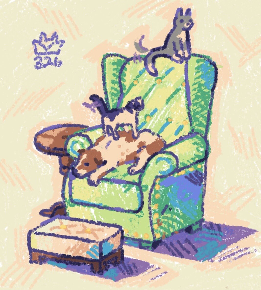 ArtCreature326_'s tweet image. Crayon ft Freya, Sir and Colt.. #art