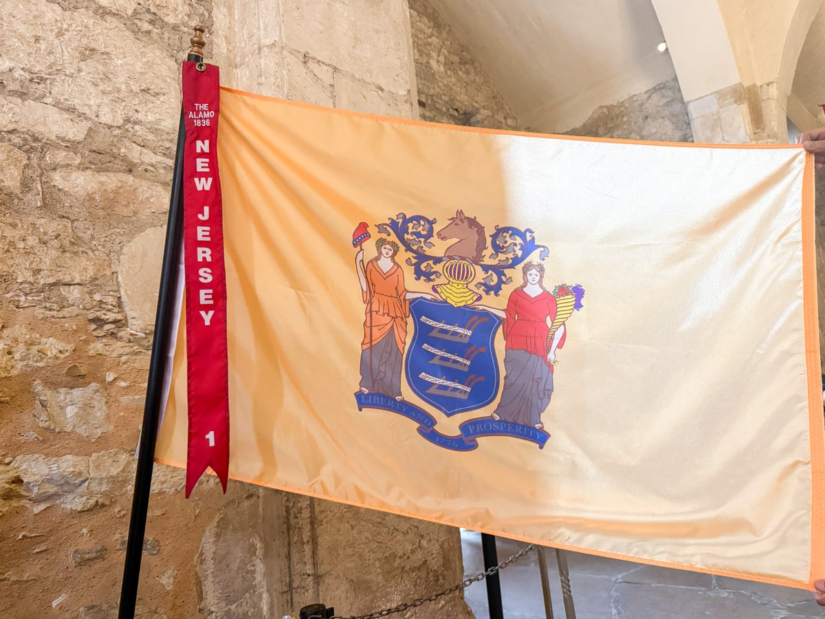A special thank you to <a href="/GovMurphy/">Governor Phil Murphy</a> and <a href="/NJGov/">New Jersey</a> for sending a New Jersey flag to the Alamo in honor of Richard Lewis Stockton, the lone Alamo Defender known to have hailed from New Jersey.
 
We’re proud to share this on #NationalNewJerseyDay and grateful for this meaningful tribute.