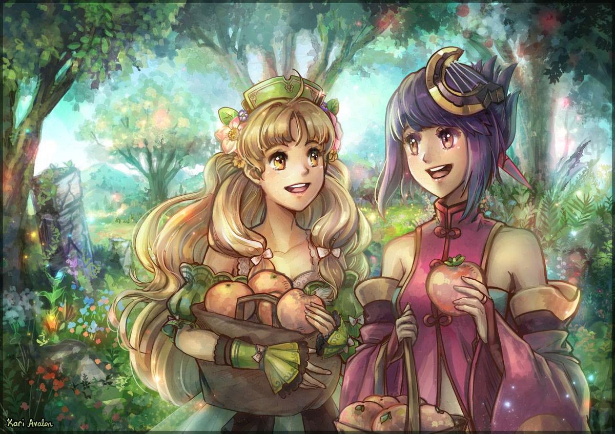 「うわぁ、謳うことで、ここ全部緑になったの！？」
「えへへ、すごいでしょう？私だってまだ信じられないもん。」  
「・・・ステラードでも謳ってくれる？」  
「えっと、そう簡単にはできないと思うけど・・・」  

#アルトネリコ #アトリエシリーズ #kariavalonart