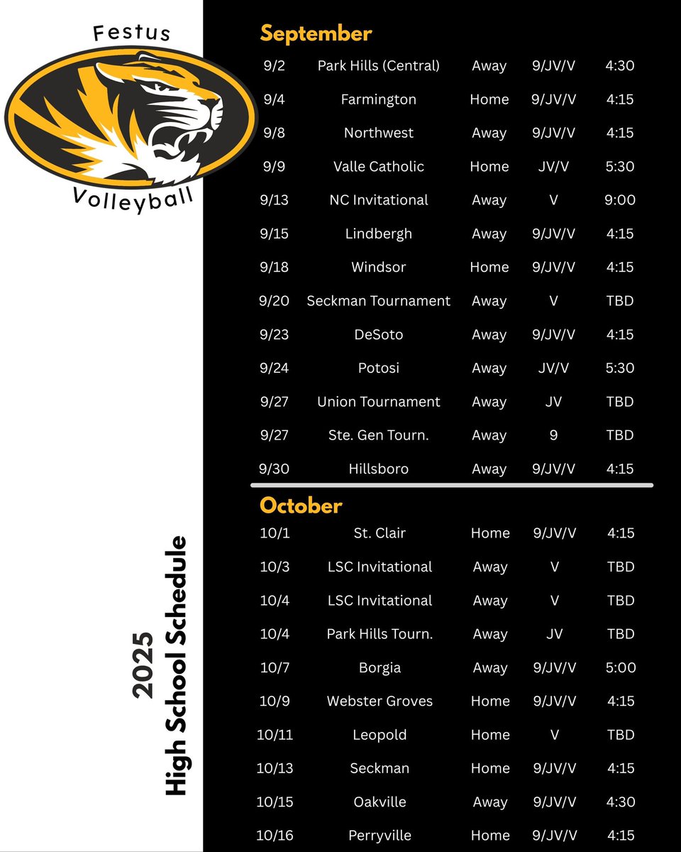 2025 Season Schedule! 🏐🐯