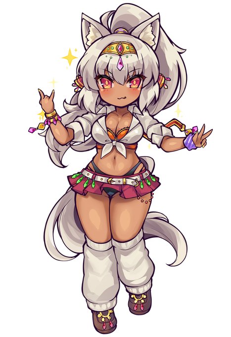 Pixivリクエストから以前描かせていただいたオリキャラの踊り子アイシャ(アメスクギャルVer.)を描かせていただきました!控えめサイズでもこだわりの褐色谷間っ。