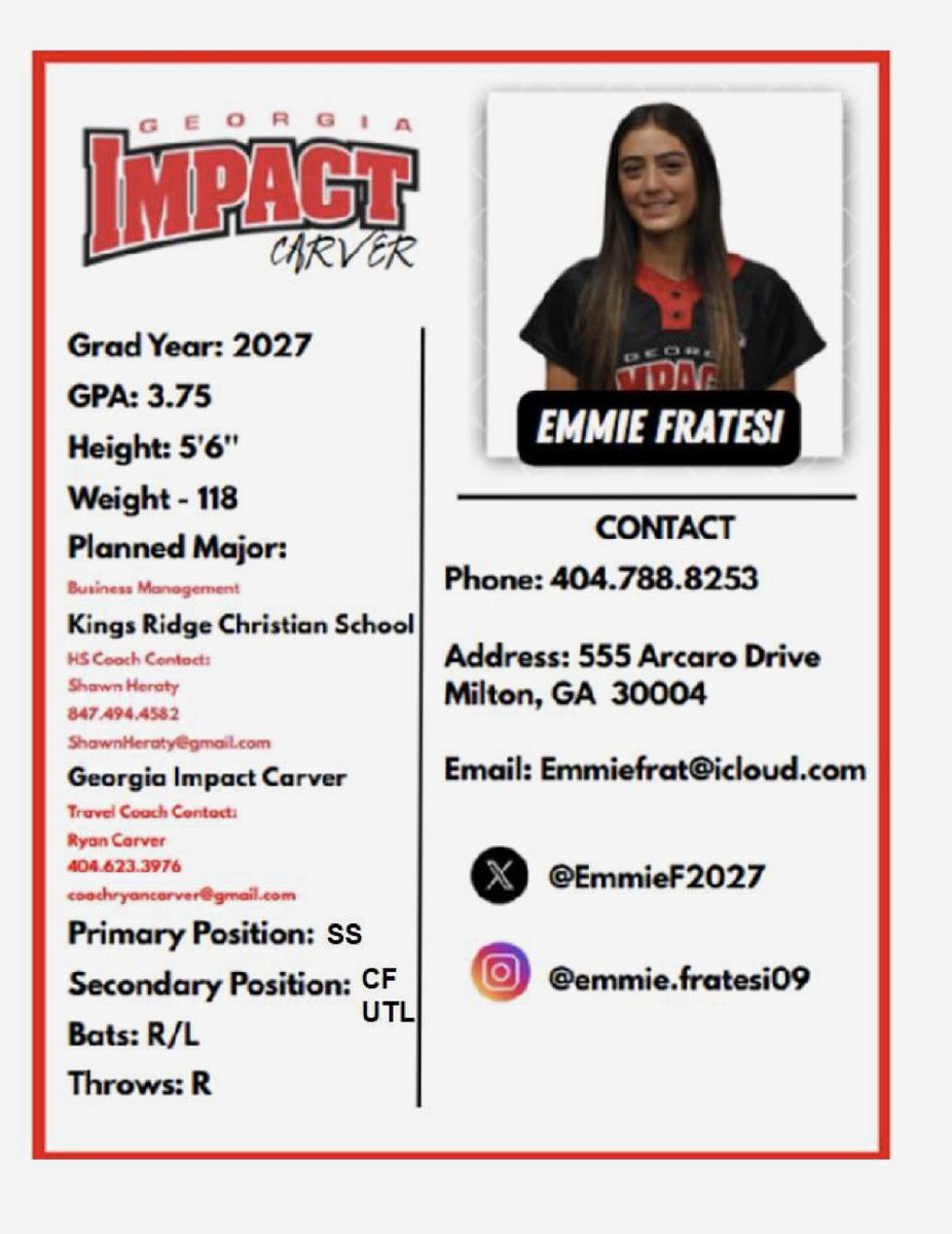 Emmie Fratesi (@emmief2027) on Twitter photo Excited to attend <a href="/CoastalSoftball/">Coastal Carolina SB</a> camp tomorrow. Looking forward to working with <a href="/coach_kgreen/">Kelley Green</a> <a href="/amanda_daneker/">Amanda Daneker-McMahon</a> <a href="/kianarae20/">Kiana Quolas</a> <a href="/kass_smith14/">Kassidy Smith</a> and others.
<a href="/coachryancarver/">Ryan Carver</a> <a href="/GAImpact09/">GeorgiaImpactLuckey/Carver09</a>
<a href="/CollegeBDJocks/">College Bound Jocks</a> Excited to attend <a href="/CoastalSoftball/">Coastal Carolina SB</a> camp tomorrow. Looking forward to working with <a href="/coach_kgreen/">Kelley Green</a> <a href="/amanda_daneker/">Amanda Daneker-McMahon</a> <a href="/kianarae20/">Kiana Quolas</a> <a href="/kass_smith14/">Kassidy Smith</a> and others.
<a href="/coachryancarver/">Ryan Carver</a> <a href="/GAImpact09/">GeorgiaImpactLuckey/Carver09</a>
<a href="/CollegeBDJocks/">College Bound Jocks</a>