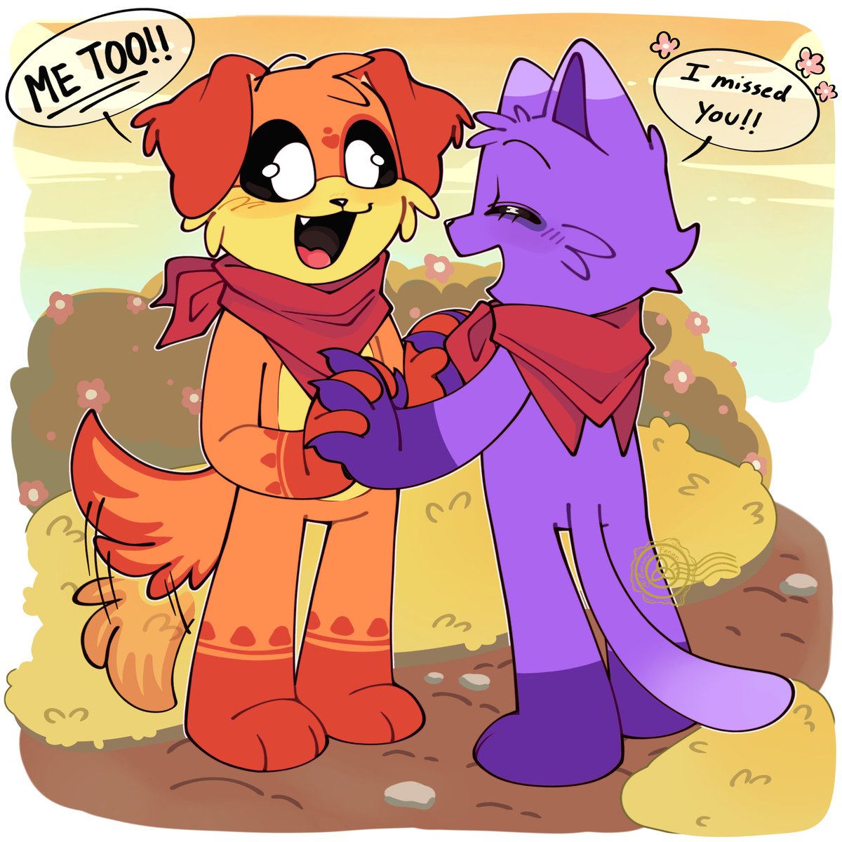 Didn't see eachother for a week🍂
#SmilingCritters #PoppyPlaytime #catnap #dogday