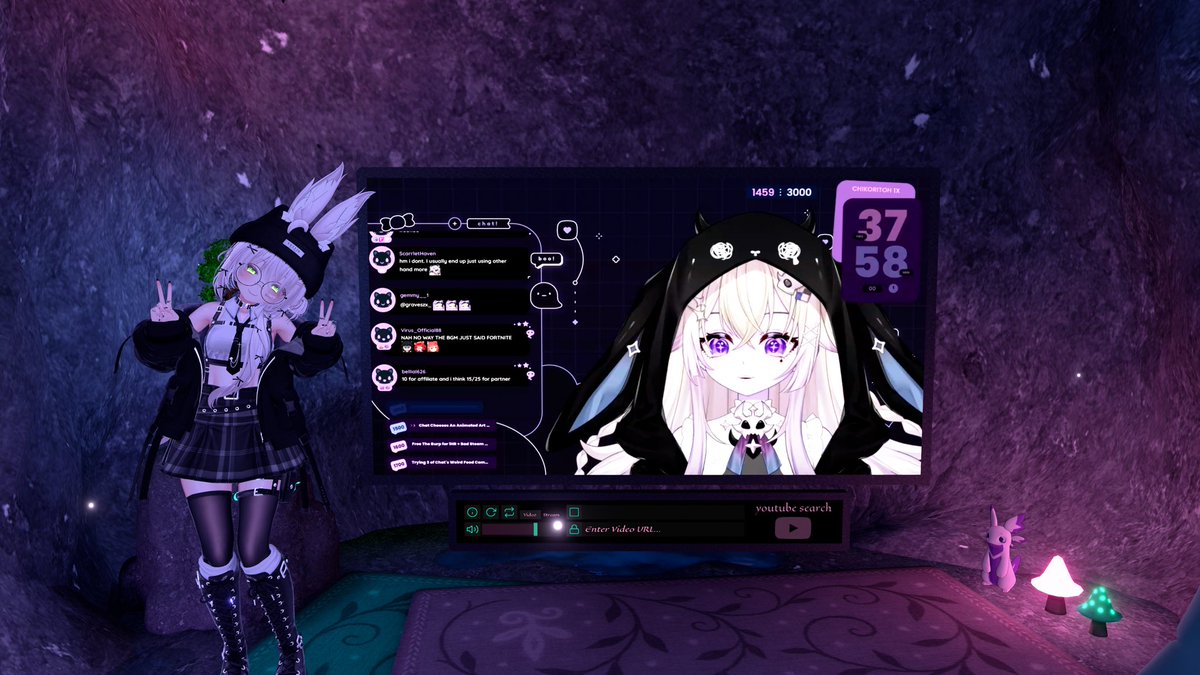 imrulette's tweet image. one of my community members takes cute pics in vr chat while she watches my streams and I just wanna explode? 🖤
