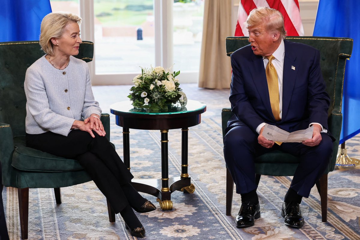 justin_xyz's tweet image. EU-US Trade Deal Recap
US Gains
- Revenue from 15% tariffs on most EU imports (e.g., cars, pharmaceuticals), providing billions in funds.
- EU commitment to $750B in US energy purchases (oil, gas, nuclear) over 3 years, boosting US exports.
- Additional $600B EU investments in…