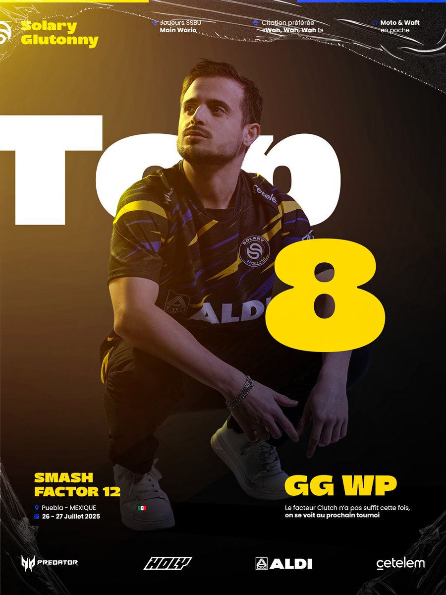 Solary (@solarytv) on Twitter photo Un MkLeo impérial aura eu raison de nous...
<a href="/GlutonnySSB/">SLY | Glutonny</a> termine Top 8 du Smash Factor 12 après une incroyable Loser Run 💛💙
🇲🇽 2-3 vs Guilheww (Kirby)
🇫🇷 3-1 vs Susu (Steve)
🇲🇽 3-0 vs Andrik (Captain Falcon)
🇨🇦 3-0 vs Ouch!? (Wolf)
🇲🇽 3-1 vs Chag (Min Min)
🇬🇹 3-0 vs ShinyMark Un MkLeo impérial aura eu raison de nous...
<a href="/GlutonnySSB/">SLY | Glutonny</a> termine Top 8 du Smash Factor 12 après une incroyable Loser Run 💛💙
🇲🇽 2-3 vs Guilheww (Kirby)
🇫🇷 3-1 vs Susu (Steve)
🇲🇽 3-0 vs Andrik (Captain Falcon)
🇨🇦 3-0 vs Ouch!? (Wolf)
🇲🇽 3-1 vs Chag (Min Min)
🇬🇹 3-0 vs ShinyMark