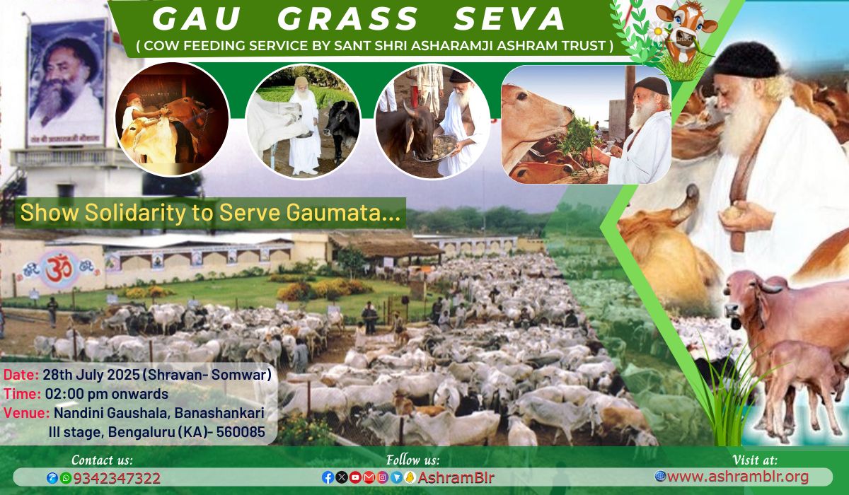 AshramBlr's tweet photo. "Cow's aura is so powerful that feeding Gau Mata green grass destroys negativity & brings positivity."– Sant Shri Asharamji Bapu
🙏 Join the #Gaugrass Seva Program organized by #Bengaluru #Ashram #trust on July 28, 2025
Let’s serve, protect & honor Gau Mata. #गौसेवा_परम_हितकारी https://t.co/0c1RxJ2xhH
