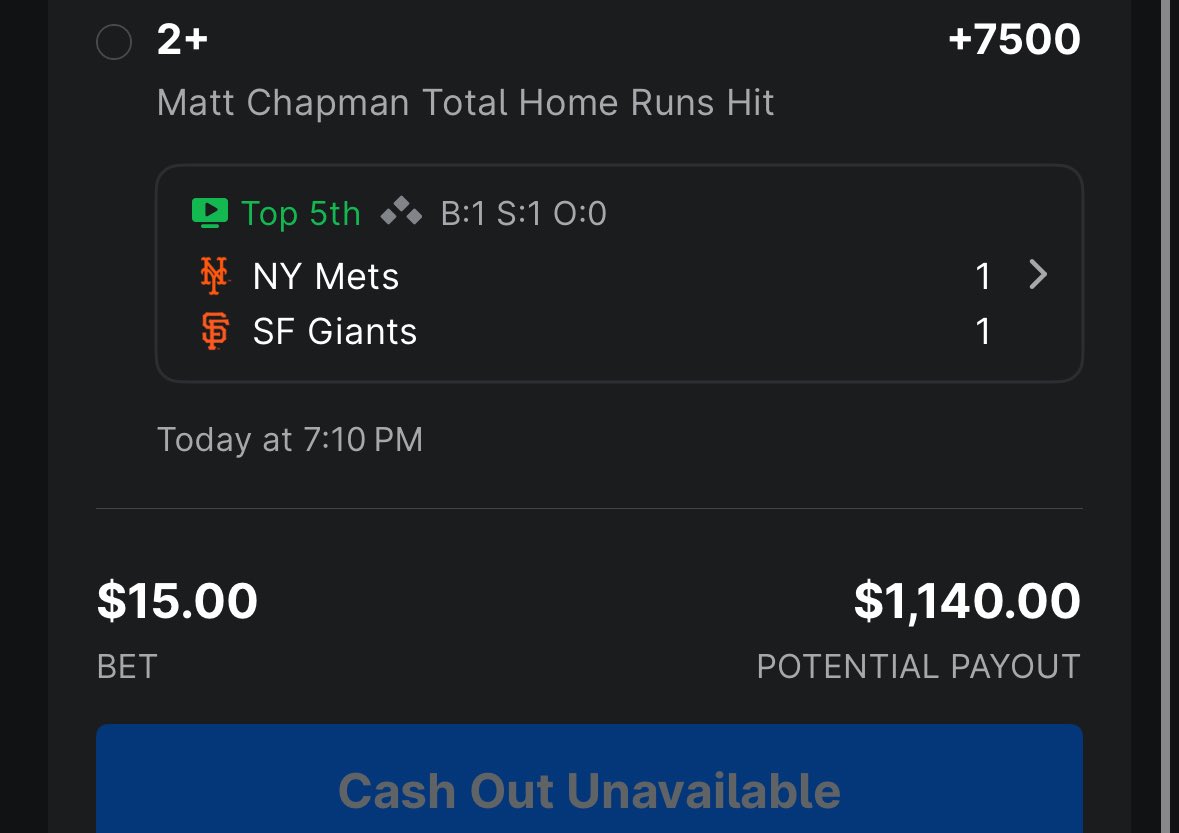 PlusEVKing's tweet image. ‼️BOOM! Cash the +7500‼️
$15 -> $1,140 🤑
Chappy! Let’s goooooo!