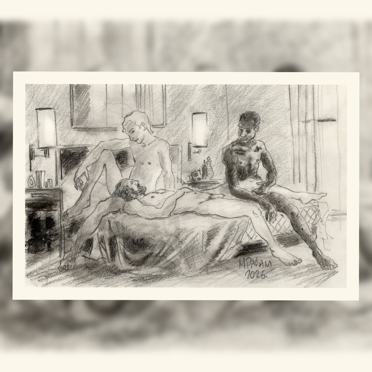 .
FOR SALE.
"Antônio, João e Pedro"
Drawing, graphite on light paper
Dimensions: 8x11.5 inches (20x30cm)
USD$300
. 
More information by DM
.
.
#art #drawing #erotic #gayart #homoeroticart