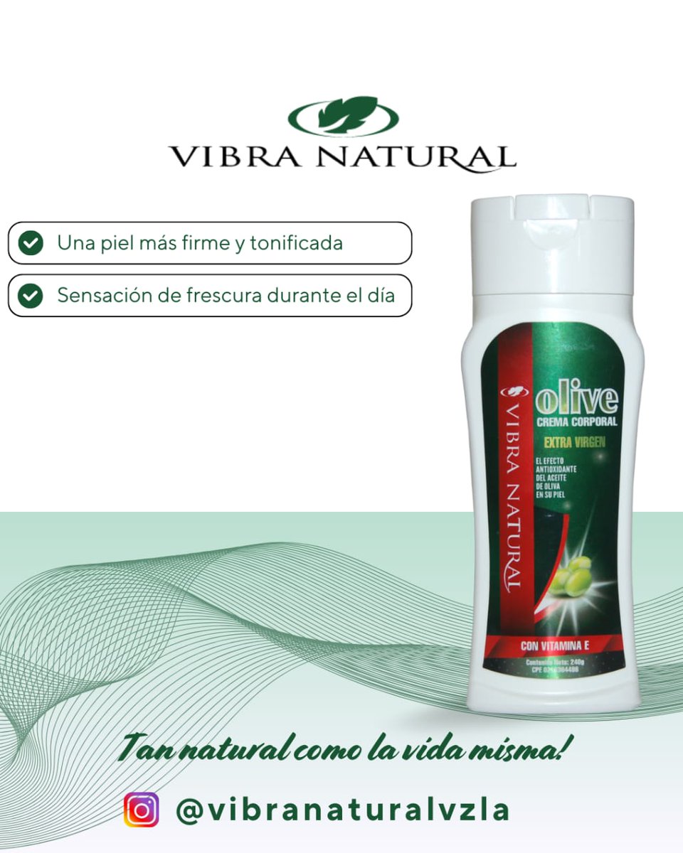 MaquinaDelAire's tweet photo. La Crema Corporal Olive Extra Virgen te dará una piel más firme y tonificada, brindándote una sensación de frescura durante el día.

#vibranatural #amodio #cremacorporal #pielfirme #cosmetico https://t.co/Fi3lDSDJFD