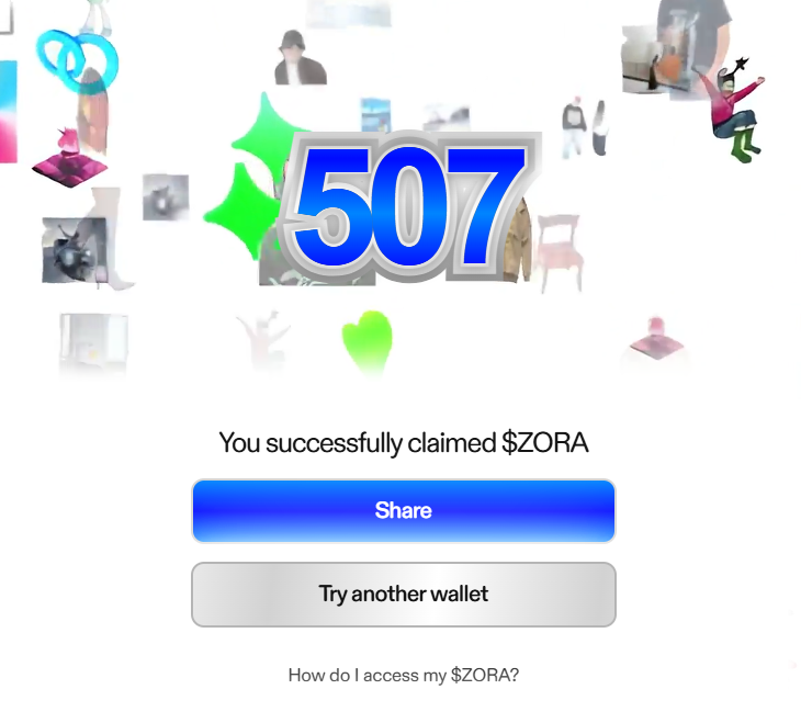 Just claimed 507 $ZORA on <a href="/zora/">$zora</a> claim.zora.co