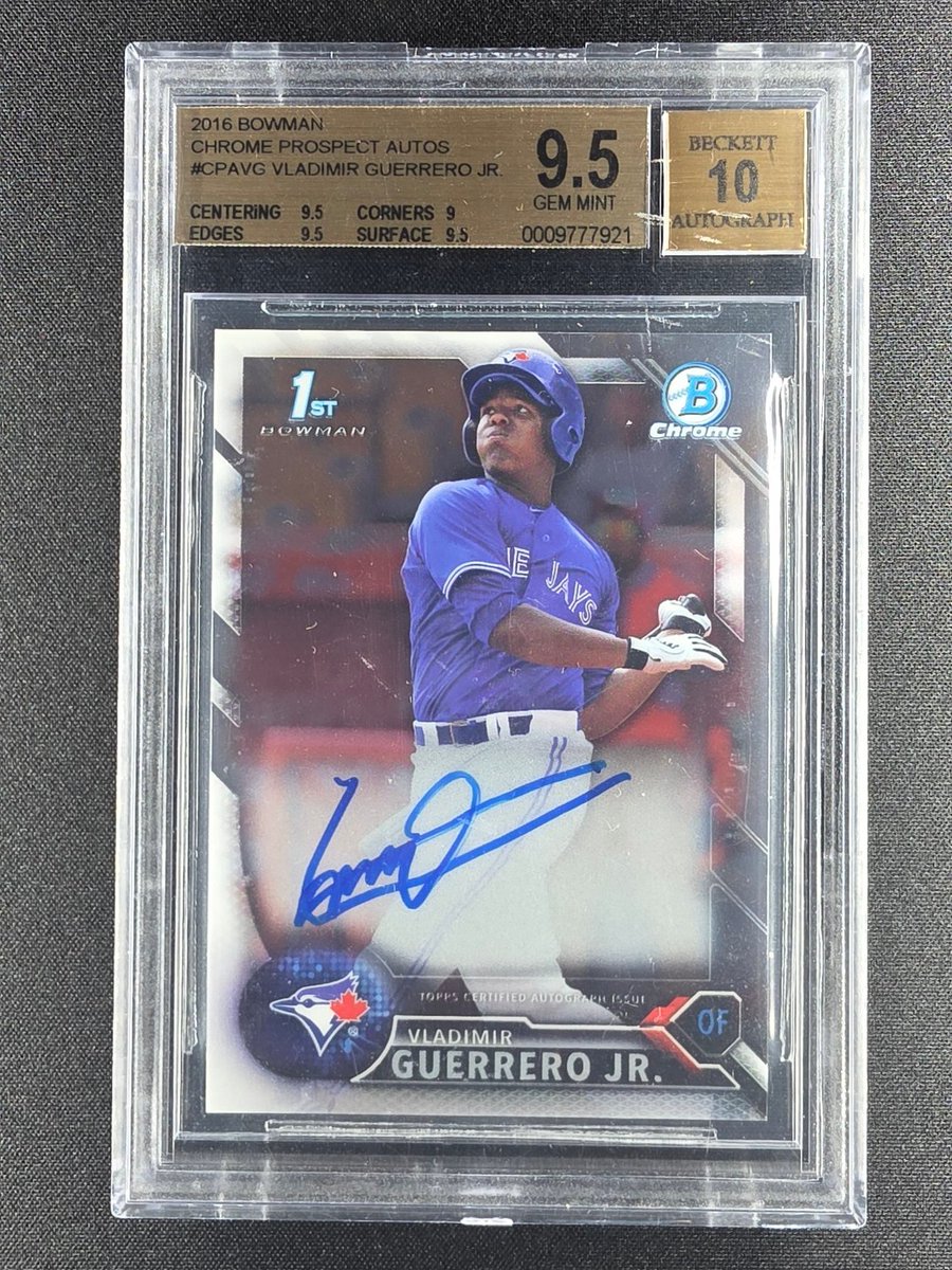 💰 $450 💰

Vladimir Guerrero Jr 2016 bowman chrome 1st Prospect auto bgs 9.5/10

💥 #tankstax 💥
📬 $5 flat shipping 📬
🚀 Sale ends 7/31!  🚀