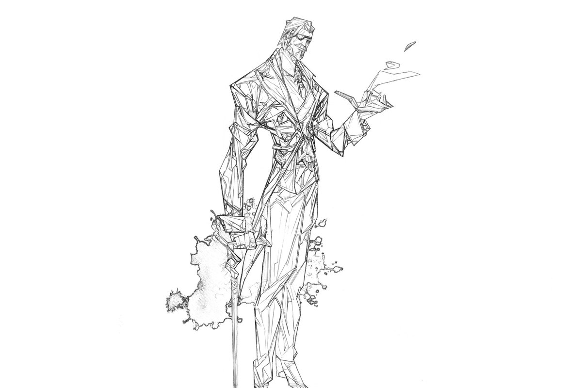 Sketch_XXX's tweet photo. "Not every war is won by bullets.
Sometimes, it only takes a pen... and a buried secret.”
– Concept Sketch: @alfred @TheDarkKnight | By Sketch_XXX

#StylizedArt
#CharacterDesign
#VillainDesign  
#ElegantCharacter  
#OCShowcase  
#StylizedArt  
#DarkAesthetic  
#VisualConcept https://t.co/LoDfKE0hqk