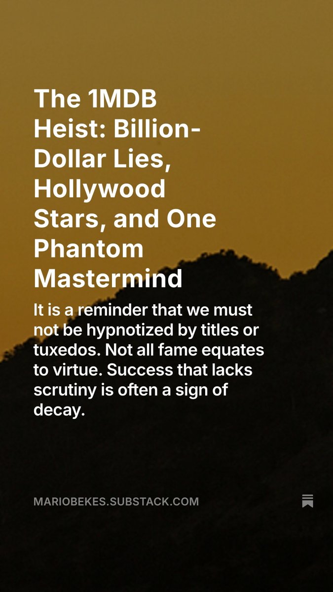 MarioBekes's tweet image. The 1MDB Heist: Billion-Dollar Lies, Hollywood Stars, and One Phantom Mastermind
open.substack.com/pub/mariobekes…
#Crypto #BitcoinCash #Scam #Trending #TrendingNow #TDF2025 #ENHYPEN #ExploreMore