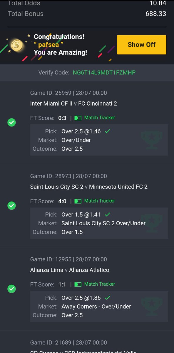 MIDNIGHT 10 ODDS SUCCESSFULLY WON FOLLOW UP HERE AND DROP YOUR WHATSAPP NUMBER ON MY DM HERE IF YOU ARE INTERESTED FOR SURE PAYMENT AFTER WINNING GAME 🎉💥🏆🤯 YOUR WINNING IS ALWAYS MY PRIORITY