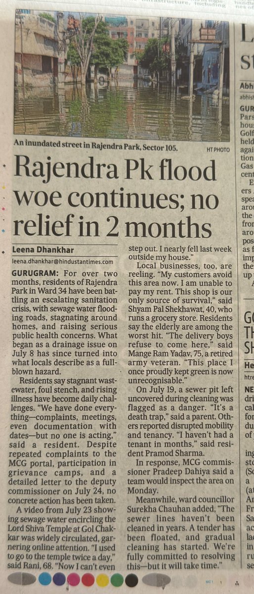 leenadhankhar's tweet image. For over two months, residents of Rajendra Park (Ward 34) have faced a severe #sanitation crisis—with #sewage water flooding streets, #blocking roads, and endangering #health. What started as a #drainage issue on July 8 has now become a full-blown public #health hazard, with…