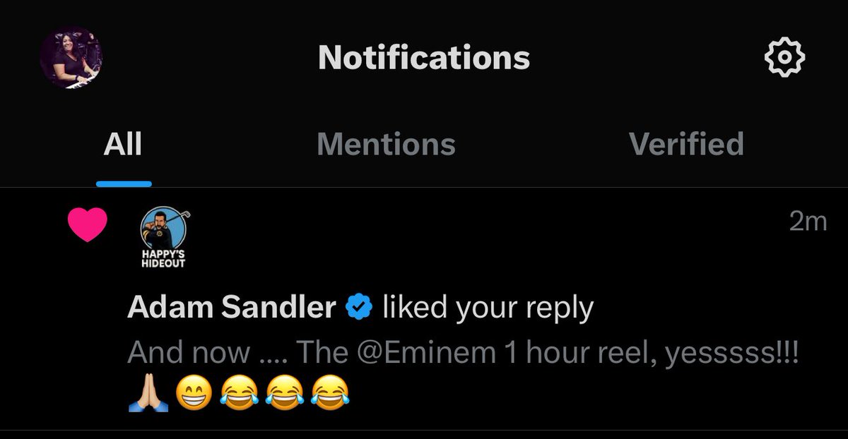 WendyKRivera's tweet image. I’m gonna pull a Benito and cry now: THE @AdamSandler liked my comment!! 🥹😭.  So that means it’s happening, right Sandman?? 😁 Love you man, loved #HappyGilmore2 !! #jackass