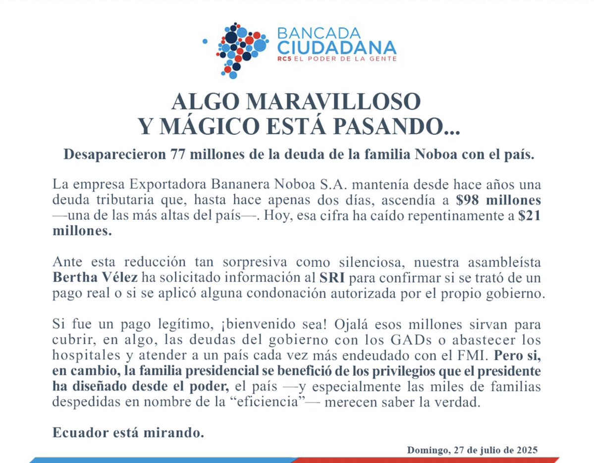 CompsCordova's tweet image. ¡Ecuador exige transparencia! @SRIoficialEc