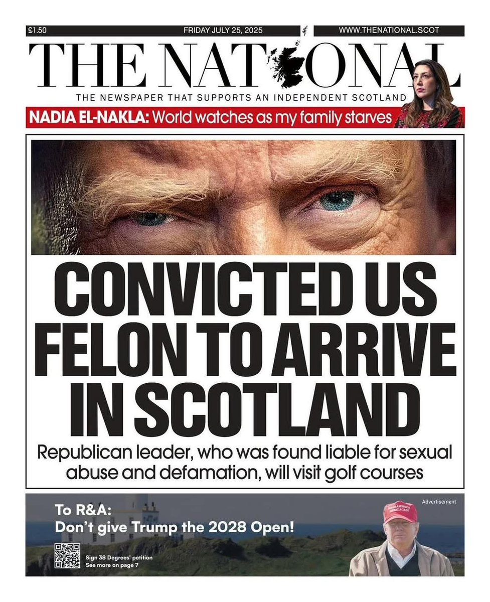 sutherlasu's tweet image. Front page of The National, a Scottish newspaper. I donβt think they like him too much.