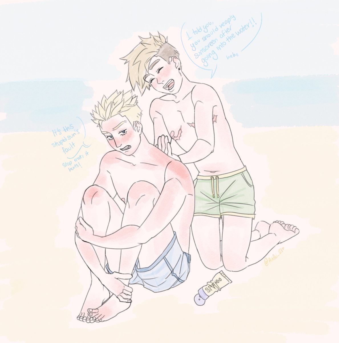 AriAri_21's tweet image. Day 1: sunburn
Should’ve heard his brother for once 😜
#KVKBeachWeek #plantcest🌱