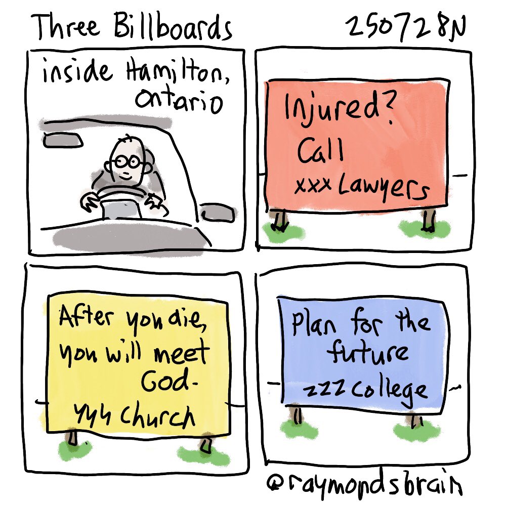 raymondsbrain's tweet image. Not to be confused with that movie about three billboards.