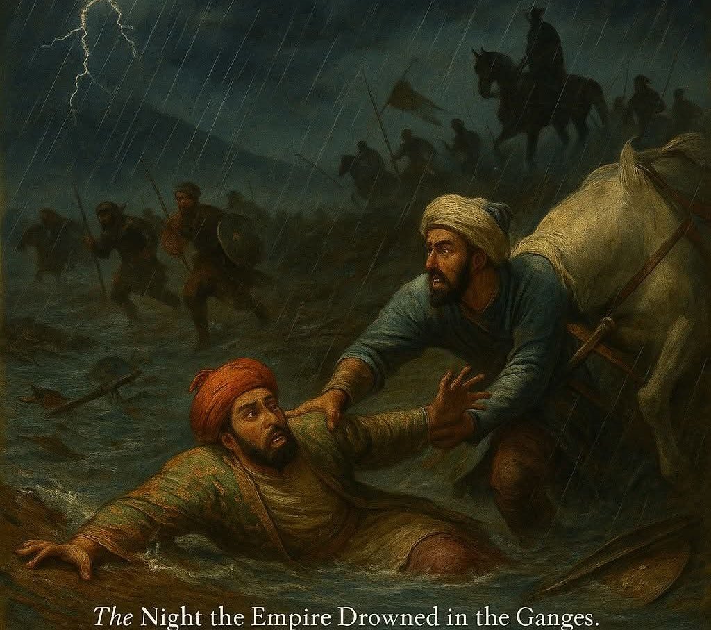 बरसात के मौसम की एक गीली सुबह थी — 26 जून, 1539।
बिहार के चौसा नामक छोटे से क़स्बे के पास गंगा नदी शोर कर रही थी। बादलों की गरज और हवा में बारूद की गंध थी। मगर जो आने वाला था, वो सिर्फ़ बारिश या युद्ध नहीं था — वो था मुग़ल साम्राज्य की पहली बड़ी हार।

बाबर की मौत के बाद 1530 में