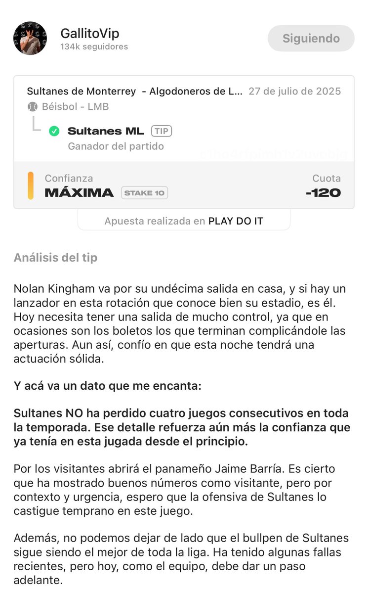GallitoVip's tweet image. SULTANES ✅✅
Lee el análisis 🔝
Así culmina una semana más que exitosa en el PREMIUM hoy nos fuimos 1-1
Mañana iniciamos una nueva semana y buscaremos tener una igual o mejor que esta 👊
Estoy muy muy motivado y la confianza al cien 🔥
