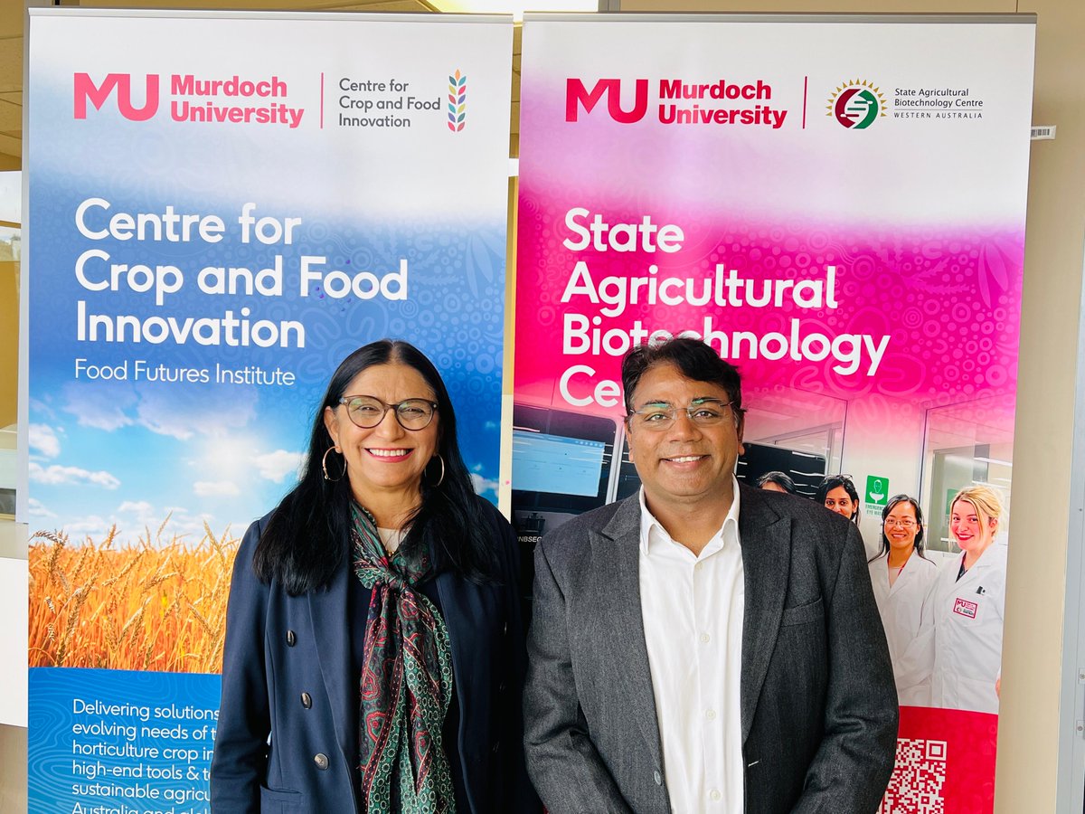 MU_CCFI_Biotech's tweet image. It was a pleasure to welcome Prof @neenamitter, Deputy Vice Chancellor of Research at @CharlesSturtUni to @MurdochUni.
Following a meeting with our senior leadership team, Prof Mitter took a tour of our facilities, and sat down with @rajvarshney to discuss potential…