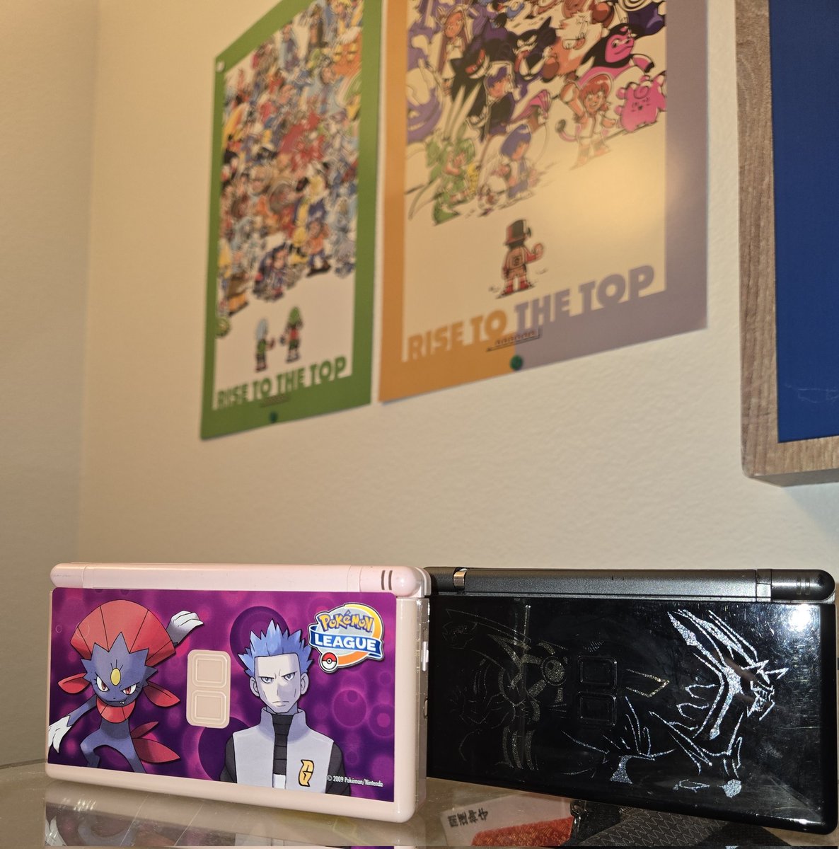 TheAbsol's tweet image. Swaggy pickups from this weekend including these amazing @YukaOmatic prints!!! (already had the Cyrus decal, just wanted a DS for it!)
Got an insane deal on the Dialga/Palkia SP because of its bad hinge