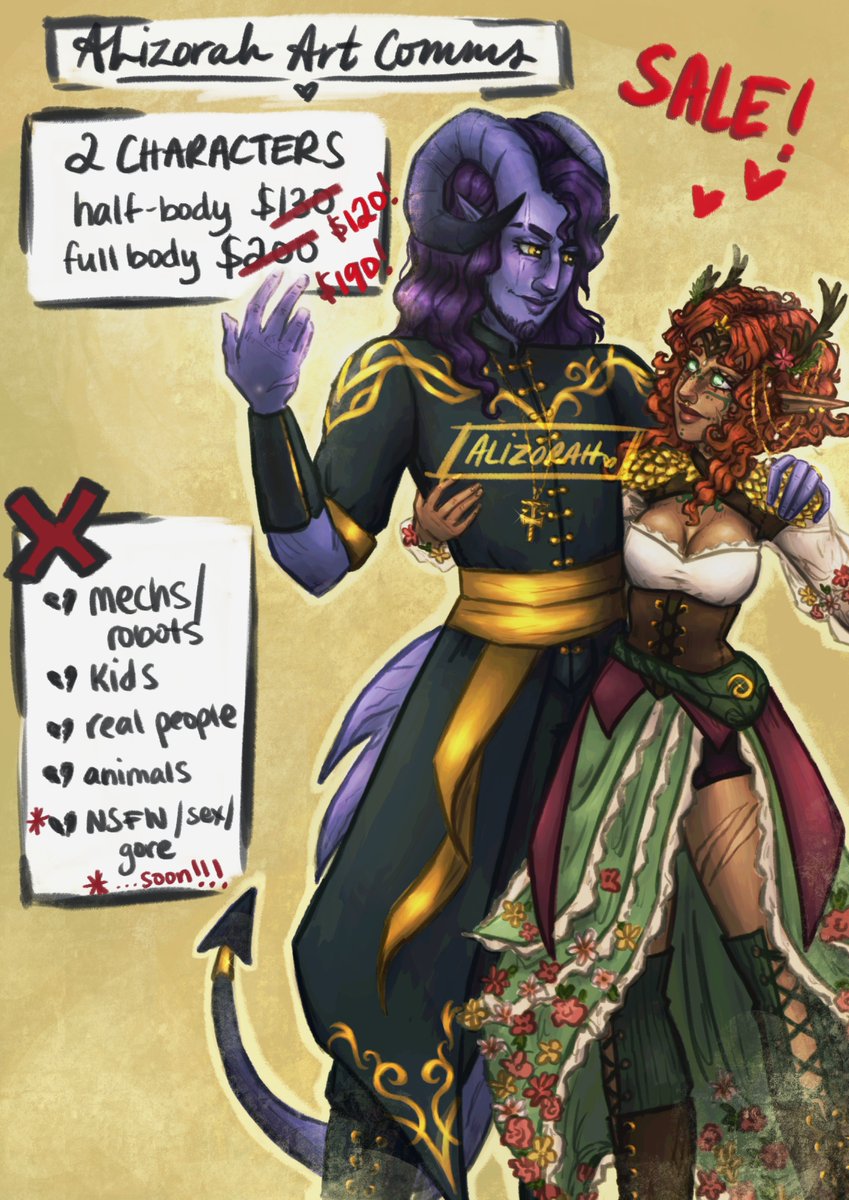 alizorahh's tweet image. HI COMMS ARE FINALLY BACK! SPITFIRE SUMMER SALE! 🔥
i am opening up 3 limited time discounted slots to work on through august :) let me draw your dnd blorbos!! 🥰
forms.gle/DYQaSW6B8tCBFY…