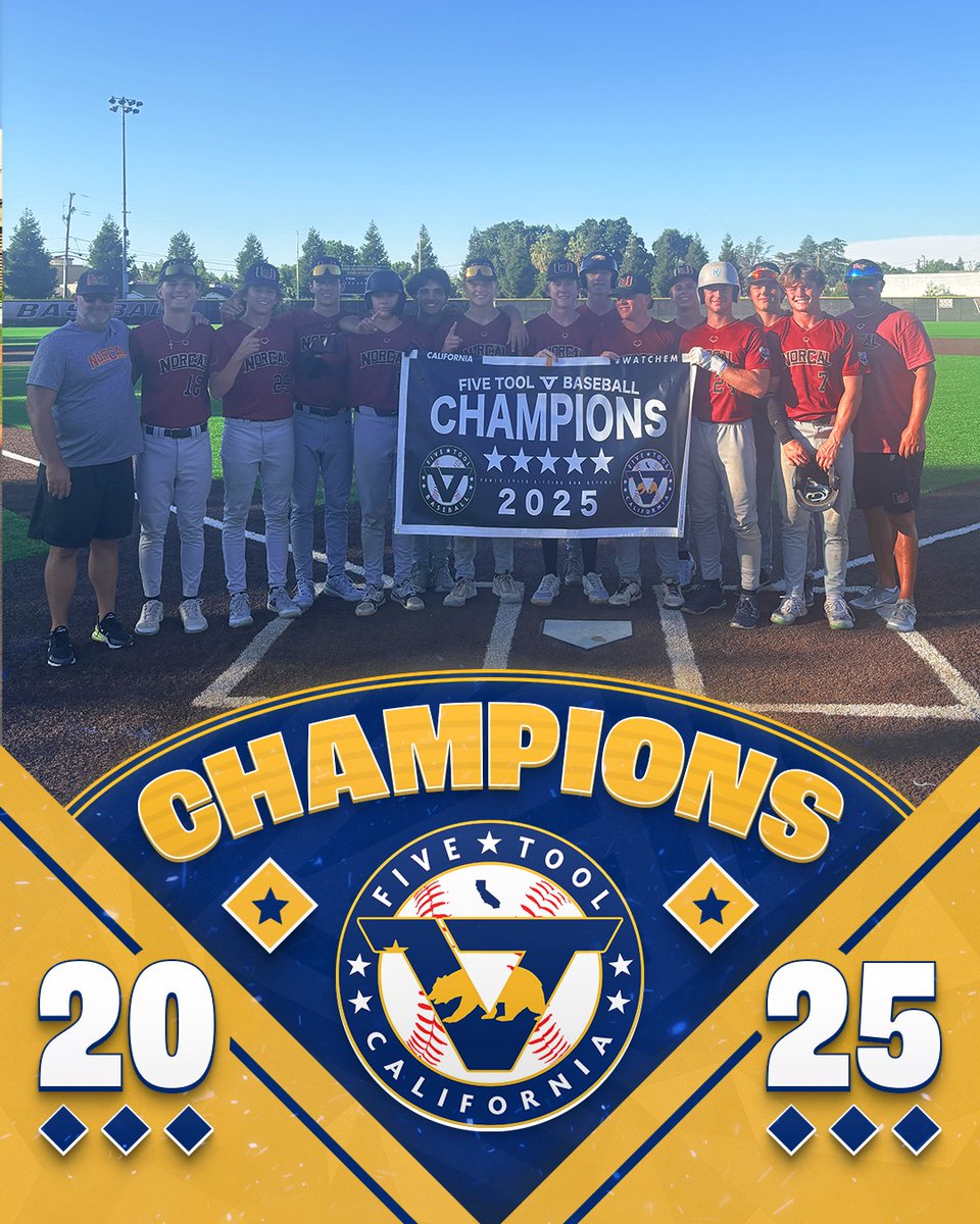 Five Tool California (@fivetoolca) on Twitter photo 🏆CHAMPIONS🏆
Congrats to <a href="/NorCalAces/">NorCal Aces</a> 2027 on winning the 16U Division of the <a href="/FiveToolCA/">Five Tool California</a> NorCal Summer Finale.
#WatchEm 🏆CHAMPIONS🏆
Congrats to <a href="/NorCalAces/">NorCal Aces</a> 2027 on winning the 16U Division of the <a href="/FiveToolCA/">Five Tool California</a> NorCal Summer Finale.
#WatchEm