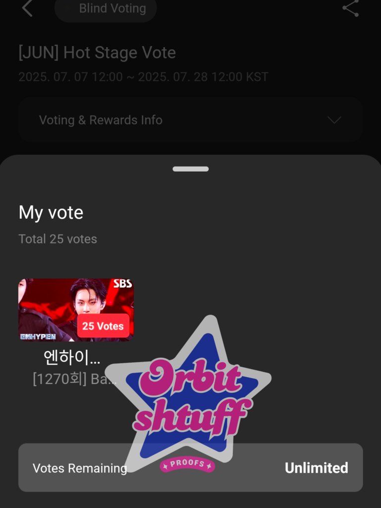 orbitshtuff's tweet image. GIVEAWAY END‼️
Congratulation ENHYPEN for winning🥇place on poll and most proof🎉

500💎 rewarded to #ENHYPEN
Thank u for join the GA☺

Here&apos;s the proof : 
#OS_proof