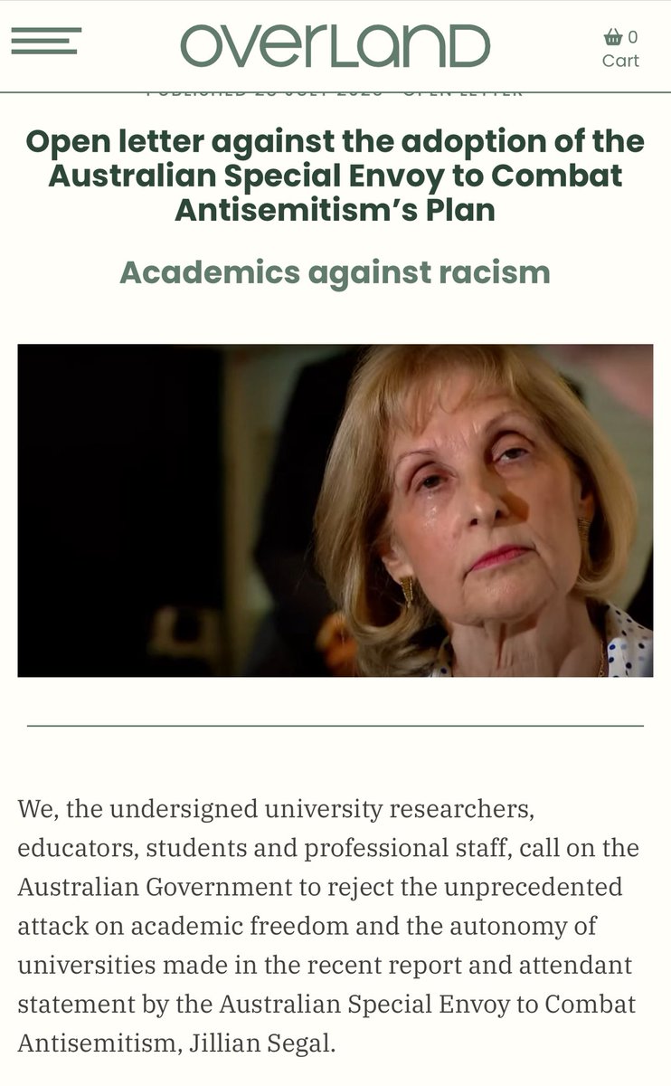 overland.org.au/2025/07/open-l… Open letter against the adoption of the Australian Special Envoy to Combat Antisemitism's Plan - Overland literary journal