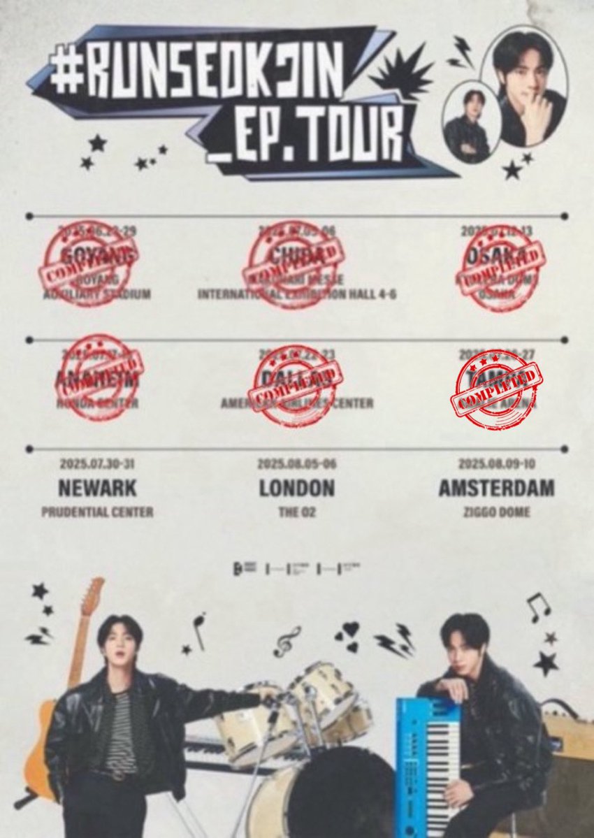 jinnieacess's tweet image. 📣 진 (Jin) 'RUNSEOKJIN_EP.TOUR' 2025 - PRÓXIMOS SHOWS E HORÁRIOS.
✅ 28-29 de junho: GOYANG 🇰🇷
✅ 5-6 de julho: CHIBA 🇯🇵
✅ 12-13 de julho: OSAKA 🇯🇵
✅ 17-18 de julho: ANAHEIM 🇺🇸
✅ 22-23 de julho: DALLAS 🇺🇸
✅ 26-27 de julho: TAMPA 🇺🇸
🔜 30-31 de julho: NEWARK 🇺🇸
•…
