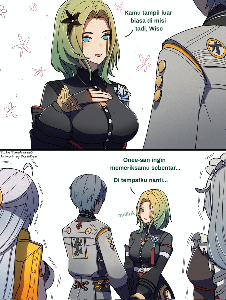 TamaAndrea01's tweet image. Alamak, Mbak Isolde langsung kasih undangan spesial di depan Yixuan dan Rina! (Memang taktik mas Arif 🗿)

Artist : @DorahDew

#ZenlessZoneZero #ZZZ #zzzero #Wise #Isolde #Yixuan #Rina