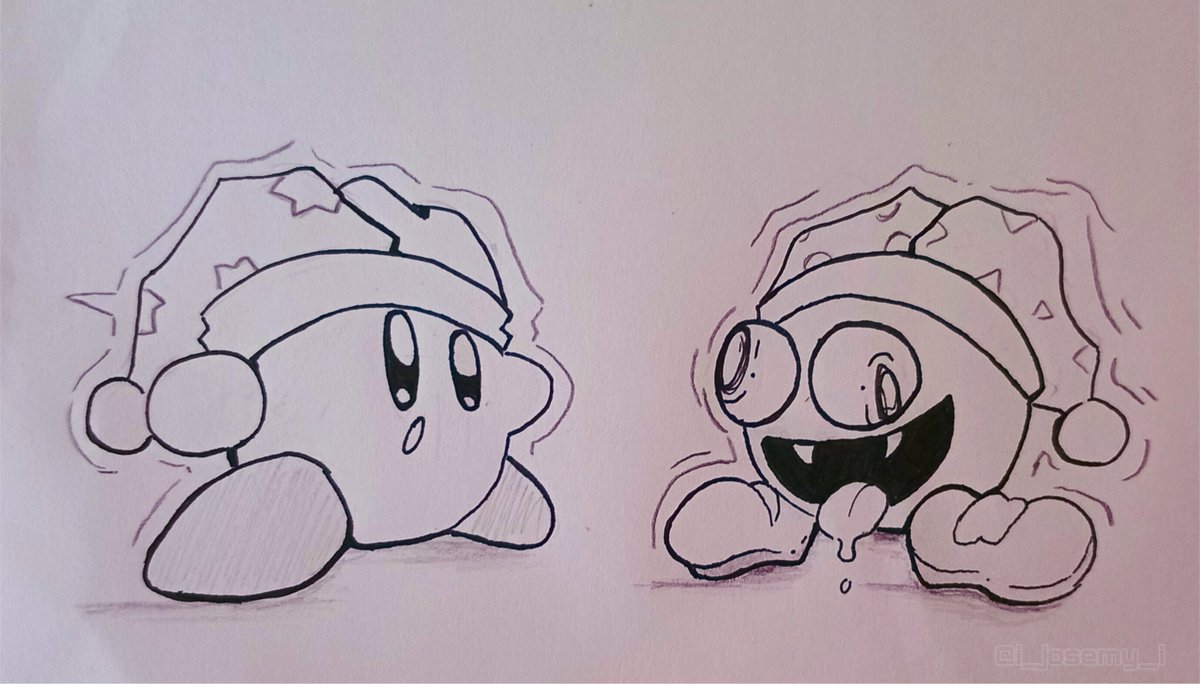 "-¿TÚ QUIÉN ERES?"
"-Soy el comediante ¡AHHHHJA!" 
#Art #Kirby