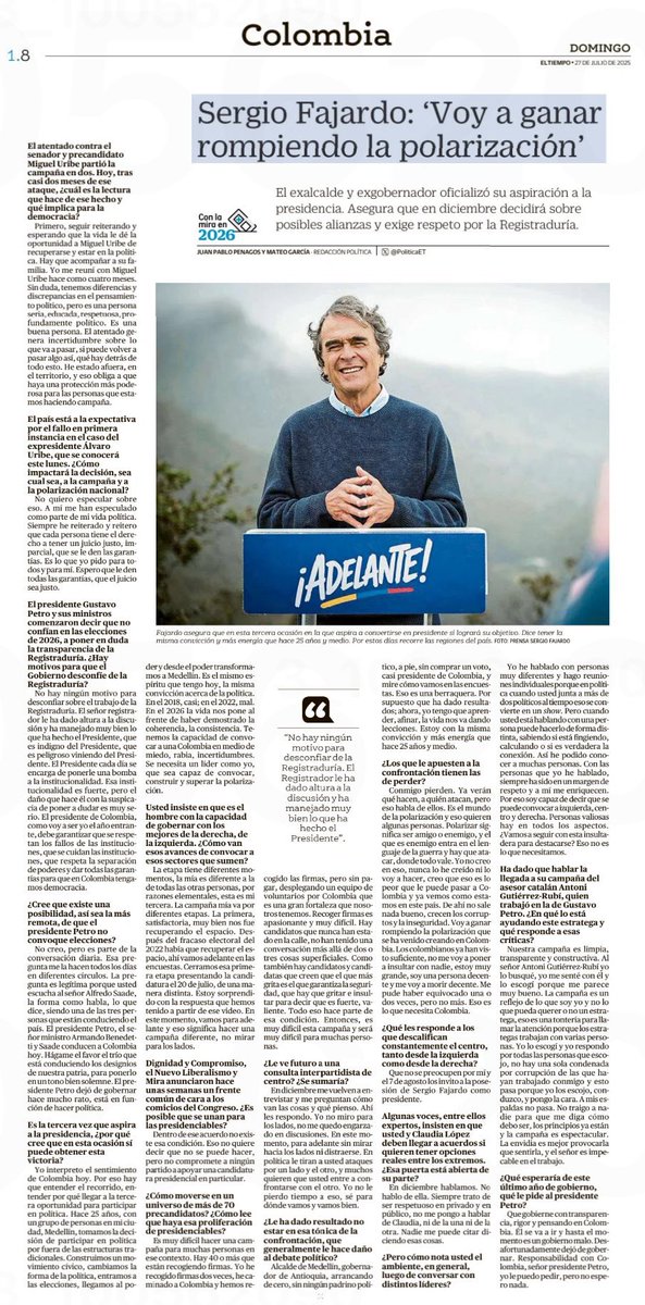 ¿Qué pienso de que haya más de 70 candidatos? ¿Sirve no entrar en la confrontación? ¿Qué respondo a quienes me descalifican desde los extremos? 🧐

Respondí estas y otras preguntas en mi última entrevista con <a href="/ELTIEMPO/">EL TIEMPO</a>. 🗞️