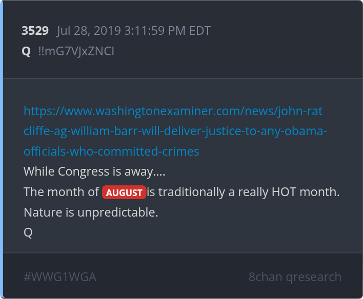 L34303's tweet image. Sealed indictments being unsealed?

[August is traditionally very HOT]