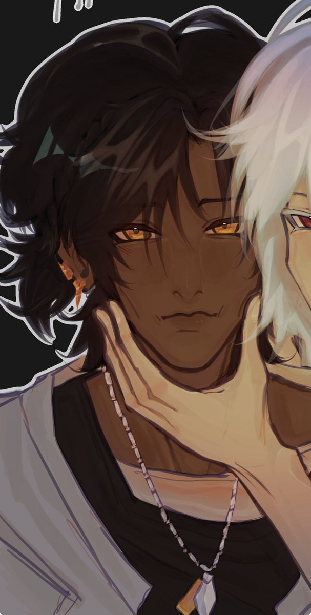 vilefkn's tweet image. i was drawing arknights forba friend here is the guy. the girl i tried doing 3/4 profile and it looked chopped IGNORE THE HAND OH MY god its so chopped sorry everybody ok thanks ok bye