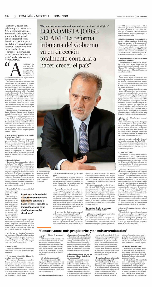 Imperdible entrevista al economista <a href="/jselaive/">Jorge Selaive</a>, quien ha listado una excelente propuesta programática en <a href="/PDemocratasCL/">Demócratas Chile</a>. Acá explica cómo se puede fomentar la oferta, para volver a crecer; un país de propietarios y no de arrendatarios.