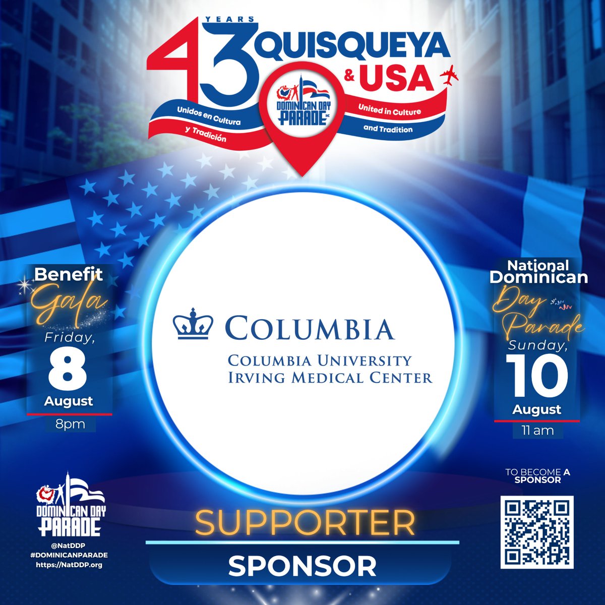 🇩🇴Quisqueya &amp; 🇺🇸USA: United in Culture and Tradition
Thanks to ourSupporter  Sponsor ! 💙
🎉 43rd #DominicanDayParade
🗓 Aug 8: Gala | 📍Greentree
🗓 Aug 10: Parade | 📍6th Ave, NYC
Follow <a href="/NatDDP/">National Dominican Day Parade</a>

Support us—every donation counts! 🙌
#NatDDP #DRParade #QuisqueyaAndUSA